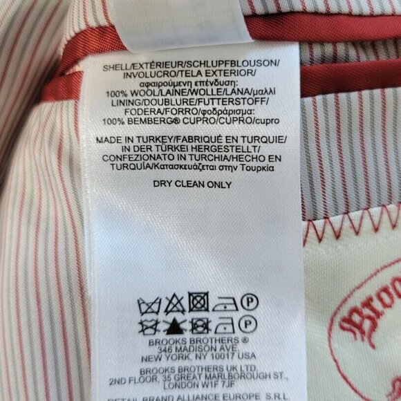 Brooks Brothers Blazer Mens Size 42 Long Tollegno 1900 Career Navy Pinst… - Picture 7 of 15